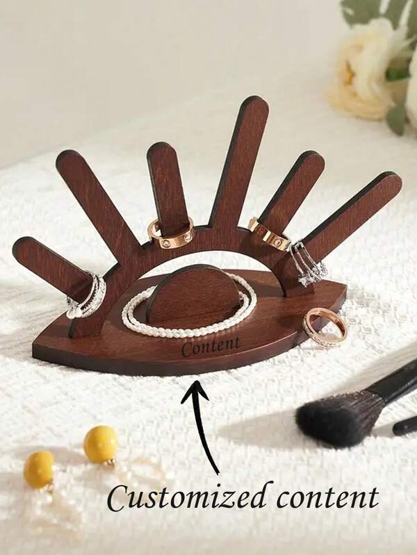 1pc Customized Wooden Ring Display Stand, Jewelry Organizer Holder For Rings, Bracelets, Necklaces