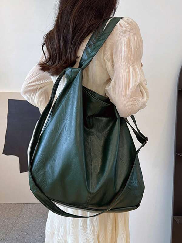 New PU Leather Women's Bag Soft Leather Large Capacity Single Shoulder Crossbody Bag Retro Casual Tote Bag Stylish Large Capacity Tote Bag For Women, Multi-Functional Shoulder Crossbody Bag With Detachable Strap, Perfect For Travel, Beach Vacation & Daily Use