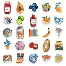 50 Vintage Mediterranean Style Art Stickers - Colorful Food And Lifestyle Designs For Laptop, Luggage, Skateboard, Guitar Decor, Laptop Decor, Colorful Designs, Art Stickers, Cute Stickers, Kitchen, Refrigerator Decor - 50 Pieces - View 2