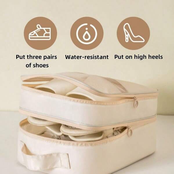 1pc Travel Shoe Storage Box, Hanging Pocket Storage Box, Multi-Color, Machine Washable, Space-Saving Portable Suitcase Storage Box, Mobile Shoe Cabinet For Outings, Waterproof And Moisture-Proof Travel Essentials For Festivals, Holiday Travel Essentials, Travel Bag Accessories, Shoe Storage Bag Necessity For Travel, Three-Layer Shoe Bag Dustproof Travel Shoe Cover Dust And Moldproof Shoe Bag.