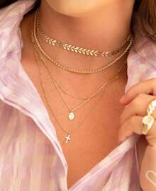 CHOKER RIVIERA ZIRCÔNIAS PEQUENA CRISTAL FOLHEADA A OURO 18K CHIARA