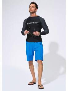 Men's Swim Trunks Quick Dry Board Shorts With Zipper Pockets Beach Shorts Bathing Suits Men - No Mesh Liner - Lake Blue - 查看 2