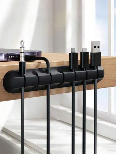 1 pieza Organizador de gestión de cables, enrollador de cables de escritorio, herramienta de orden de cables de auriculares