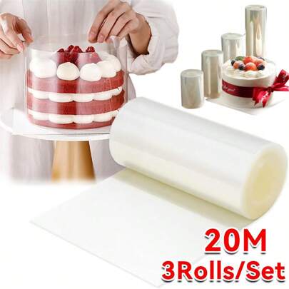1Roll/2Rolls Acetate Roll Cake Collar, Clear Cake Decorating Strips, 5/10m Length For Baking Surrounding Edge Decorating