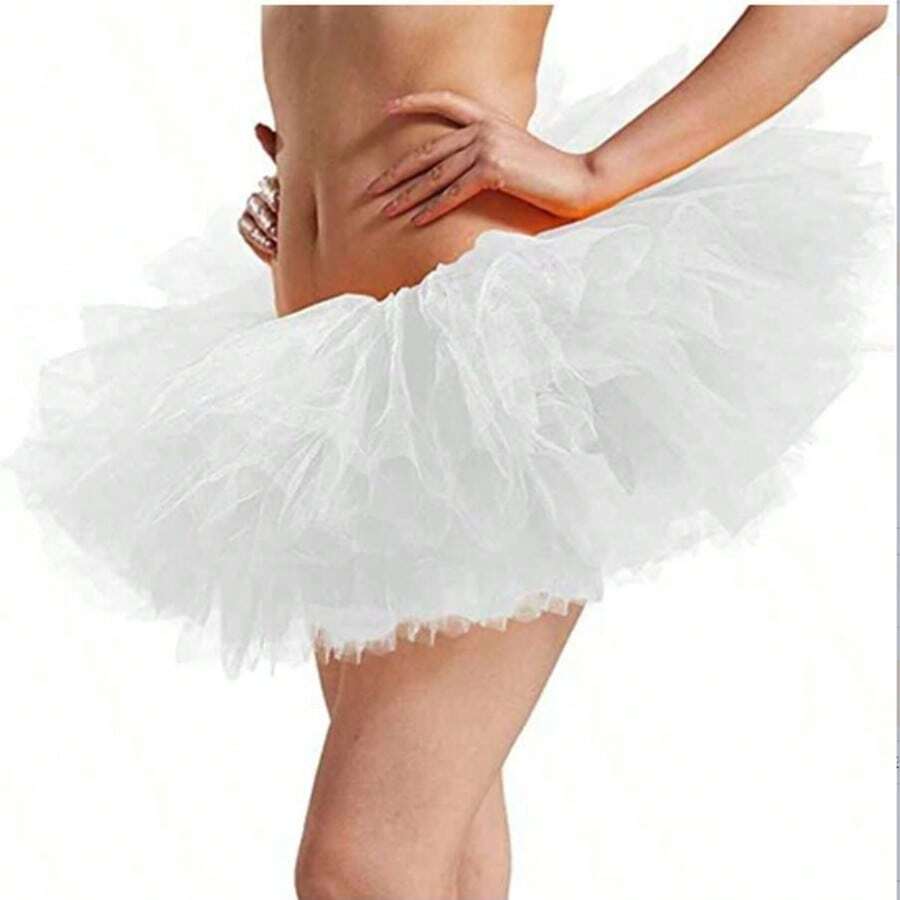 1pc White Girls' Ballet Dance Tulle Petticoat Skirt, Short Pettiskirt Suitable For Dancing, Performance, Paired With Skirts