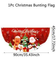 1pc Christmas Bunting Fan Flag, Watercolor Snowman Xmas Tree Design Bunting Flag,Polyester Fabric Fan-Shaped Flag, Christmas Snowman Santa Half Fan Banner Xmas Party Decoration, Christmas Decorations For Home 2025, Christmas Outside Garden Patio Decor - Multicolor - View 12