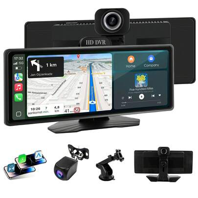 10.26" IPS Touch Screen Car MP5 Player - Wireless CarPlay & Android Auto, HD Display, FM Transmitter, Voice Control, USB Cable & AUX Input For All Cars, Navigation System, Vibrant Display, Mirrorlink Compatibility, Incar Entertainment, Sleek Design, Highquality Display, Daily Commuters