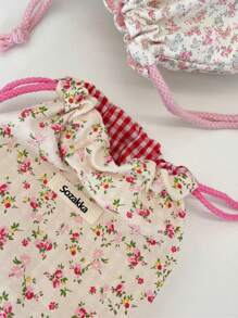 1 pezzo Borsa multifunzione con stampa floreale ditsy, borsa per fotocamera, borsa per il trucco, borsa con coulisse, borsa da viaggio, borsa per il trucco portatile, borsa per prodotti per la cura della pelle, borsa per articoli da toeletta, organizer per gioielli, organizer per rossetti, organizer per oli per le labbra, organizer per smalti, organizer per fermagli per capelli, portafoglio, elementi essenziali da viaggio, elementi essenziali per dormitorio, regali di compleanno, regali per damigelle, regali per la mamma, regali per insegnanti, regali di San Valentino