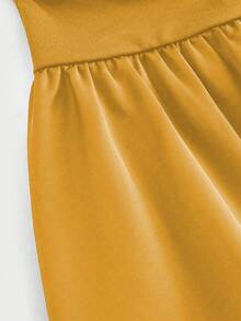 女士性感露背连衣裙，奢华小众高端优雅派对鸡尾酒生日泡泡袖迷你连衣裙 - 黃色 - 查看 7