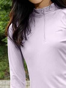 CAMEL CROWN Sports Long Sleeve Quick-Drying T-Shirt Women's Elastic Fitness Running Yoga Sweatshirt - Star and Moon Purple - View 3