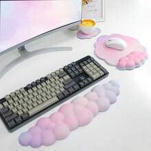 1 Bộ Tấm lót chuột bằng silicon in hình đám mây để hỗ trợ trên bàn, Chống trượt + Bàn phím silicon hình đám mây Phần tựa cổ tay + Tấm lót chuột chính xác có khóa cạnh cao su kích thước lớn + Đế lót cốc cao su hình đám mây, 4 cái/bộ - Nhiều màu - Xem 8