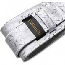 Silk Floral Necktie Set With Tie Clip, Handkerchief & Cufflinks - Silver Flolral - View 5