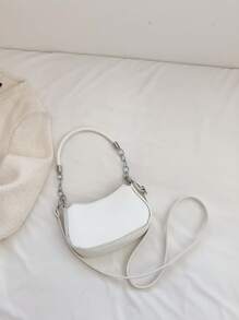 链条肩带斜挎包休闲百搭日常女士单肩包 - 白色 - 查看 5