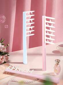 Kamm mit weiten Zähnen für lockiges Haar, Styling-Kamm mit weiten Zähnen, professioneller Friseur-Schneidekamm, Massage-Kunststoffbürste, einfacher Kamm für fluffige Haarwurzeln, Kamm für dickes, fluffiges Haar, Friseurwerkzeuge