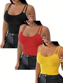 NEW CROPPED TOP WITH 2 STRAPS - 乾枯玫瑰色 - 查看 2