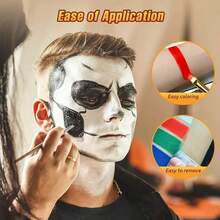 VERONNI 30g Water Activated Face And Body Paint With 1 Brush, Water Soluble Monochrome Face Painting Kit For Stage, Screen, Cosplay, And Halloween Makeup, Available In White, Black, Red, Green, Blue, Purple - 彩色 - 查看 8