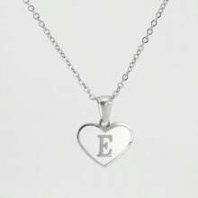 1pc Personalized Heart-Shaped White Shell Initial Necklace Stainless Steel Non Tarnish Women Letter Necklace
