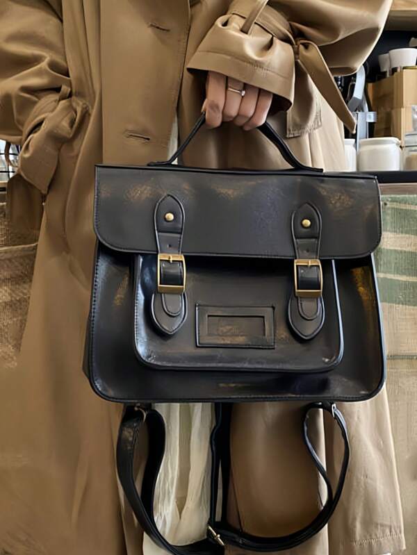 حقيبة ظهر بطراز بريطاني قديم، حقيبة كمبيوتر محمول، حقيبة رسول، حقيبة وثائق، حقيبة طالب، حقيبة كتف نسائية بطراز كلاسيكي عصري، حقيبة يد، بتصميم عصري، باللون البني والأسود