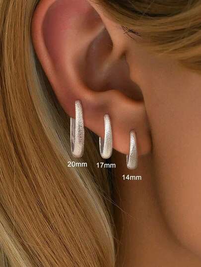 1 对迷人 925 纯银 10 毫米-16 毫米亮面环形耳钉，适合女士周年纪念日女友生日礼物约会日常佩戴耳环精美珠宝