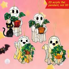 1 Mặt dây chuyền nhỏ trang trí nhà Halloween, Chú ma nhỏ dễ thương cầm cây xanh trên tay, Trang trí Acrylic phẳng 2D, Thích hợp làm đồ trang trí sau ba lô, Mặt dây chuyền trang trí nội thất ô tô, Trang trí cành cây vườn ngoài trời, Trang trí nhà cửa, Phòng ngủ, Phòng khách, v.v., Quà tặng Halloween, Tiệc tùng, Món quà hoàn hảo cho gia đình và bạn bè - Mặt dây chuyền ma - sợi vàng - Xem 3