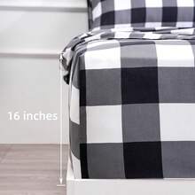 Best Season 4 Piece Bed Sheet Set - Full Size - Soft Microfiber Bedding Sheet Set, Deep Pocket, Stain, Fade & Wrinkle Resistant (Plaid Black & White), Luxury Comfortable - 格子黑色 - 查看 2