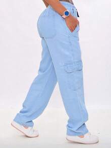 Women's Cargo Pants, Street Style, Versatile And Comfortable - 淺色水洗藍 - 查看 2