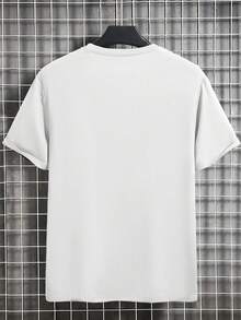 Manfinity LEGND Camiseta de manga corta de cuello redondo semitransparemte ligera con estampado de letras casual para hombres, camisetas de verano casuales vintage para hombres - Blanco - Ver 2