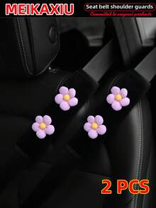 MEIKAXIU 1pc/2pcs New Floral Plush Comfortable Car Seat Belt Shoulder Cover, Safety Belt Decoration, Car Decor, Fashion Business Pink For Women - Small Flower Plush Shoulder Pad - View 17
