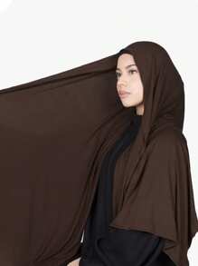 1件装女士经典纯色长披肩，优雅休闲流苏围巾，优质针织莫代尔面料，头巾式头巾，适合日常生活、旅行和聚会等场合。