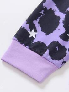 2pcs/Set Tween GirlsCartoon Portrait Print Sweatshirt & Skinny Pants Suit, Streetwear Fashion, Autumn - Purple - View 4