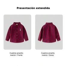 Camisa de manga larga para niños, camisa de solapa para niños bordados de dibujos animados - Rojo - Ver 7
