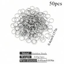 50pcs Stainless Steel Fashion Double Layer Key Ring Open Ring DIY Bracelet Necklace Jewelry Accessories Making