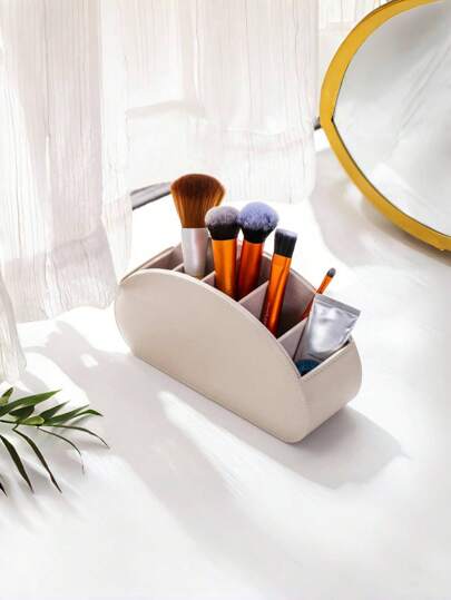 1 Peça Caixa de Armazenamento de Controle Remoto de TV (Cinza-Branco, Preto, Marrom Avermelhado), 5 Slots, Organizador de Controle Remoto em Couro PU para Mesa de Cabeceira, Escrivaninha, Adequado para DVD, Blu-Ray, Reprodutores de Mídia, Controladores de Aquecedor, Cosméticos, Suprimentos de Escritório - Suporte de Controle Remoto em Couro PU Sintético Organizador de Escrivaninha para TV, Reprodutor de DVD