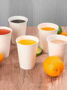 100pcs White Thick Paper Cups, Disposable Milk Tea Coffee Cups With Lids, Colorful Disposable Kraft Paper Cups, Double-Layer Insulated Disposable Coffee/Milk Tea Paper Cups, Suitable For Holidays, Parties, Christmas Parties - Multicolor - View 7