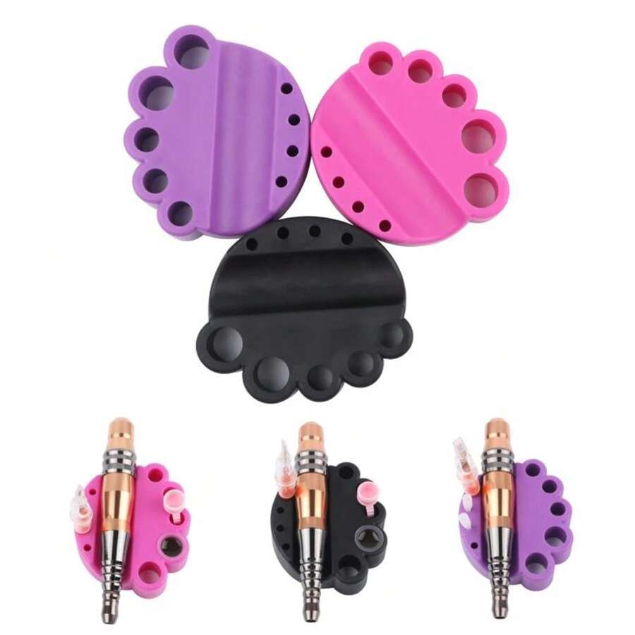 1PCS Soporte de Taza de Pintura de Tatuaje en Forma de Garra Taza de Tinta de Tatuaje Taza de Pigmento Soporte de Pluma para Máquina de Tatuaje Accesorios - Morado - Ver 1