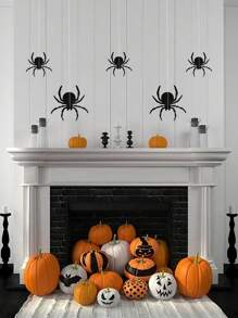 5 Stück Halloween Party Schwarze Spinnen Hängedekoration, geeignet für Halloween Innen-/Außendekoration an Tür und Fenster