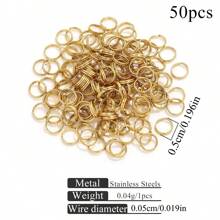 50pcs Stainless Steel Fashion Double Layer Key Ring Open Ring DIY Bracelet Necklace Jewelry Accessories Making