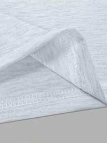 HESSEN 2pcs/Set Plus Size Women's Casual Fashion Simple Basic Versatile Solid Color Letter Print Graphic Sweatsuit, Round Neck Short Sleeve T-Shirt With Drawstring Pocket Shorts Two Pieces Set, Back To School Outfit, Women Teachers Uniform, Jogging Suit, Valentine's Day, New Year Holiday Clothing - Light Grey - View 6