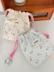 1 pezzo Borsa multifunzione con stampa floreale ditsy, borsa per fotocamera, borsa per il trucco, borsa con coulisse, borsa da viaggio, borsa per il trucco portatile, borsa per prodotti per la cura della pelle, borsa per articoli da toeletta, organizer per gioielli, organizer per rossetti, organizer per oli per le labbra, organizer per smalti, organizer per fermagli per capelli, portafoglio, elementi essenziali da viaggio, elementi essenziali per dormitorio, regali di compleanno, regali per damigelle, regali per la mamma, regali per insegnanti, regali di San Valentino