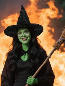 Kostium czarownicy z okularami i akcesoriami dla kobiet na Halloween Czarodziej Cosplay - Wielokolorowe - Zobacz 5