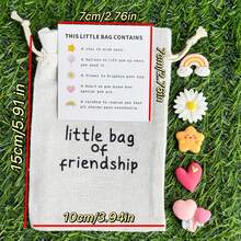 珍贵友谊礼品套装 - 小型拥抱袋，配有励志诗歌卡、心形气球、彩虹、微笑、雏菊饰物 - 树脂材质，无需电力 - 非常适合生日、周年纪念日、圣诞节、新年、感恩节、情人节派对 - 彩色 - 查看 6