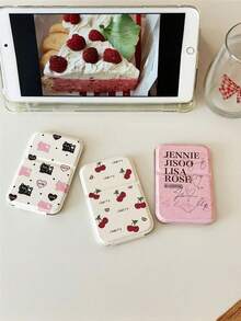 1pc Cute Compact Portable Cherry Makeup Mirror, Foldable Desk Cosmetic Mirror, Cartoon Style Mirror For Students,Cheap,Stocking Stuffers,Makeup,Makeup Tools,Cheap Stuff,Gifts,Gifts For Women,Christmas Gifts,Giveaways,Travel,Cheap Stuff,Travel Essential - Multicolor - View 2