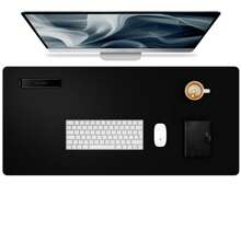 60 x 35 厘米真皮桌垫，真皮鼠标垫，电脑键盘一体式桌垫，大号鼠标垫，笔记本电脑游戏桌垫，高端桌垫，真皮书写学习防污清洁桌面，防滑护眼真皮桌垫，大号鼠标垫，防滑桌垫，防水PU真皮桌面保护垫，书写垫，适用于办公室和家庭（浅紫色）