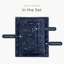 - Constellation Bed Sheets, 4 - Piece Sheet Set, Celestial Space Itchy Star Galaxy Astrology, Soft Icrofiber Deep Pocket Bedding, Navy Blue, Queen Size - 雙床+海軍藍 - 查看 6