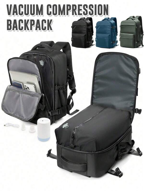 Sac à dos à compression sous vide - Nylon résistant pour hommes et femmes, sac à dos de voyage grande capacité, sac à dos de rangement multifonctionnel, léger et résistant à l'eau - Parfait pour les voyages, la randonnée, le camping et les aventures en plein air, sac à dos de rangement sous vide multifonctionnel pour étudiants, sac à dos