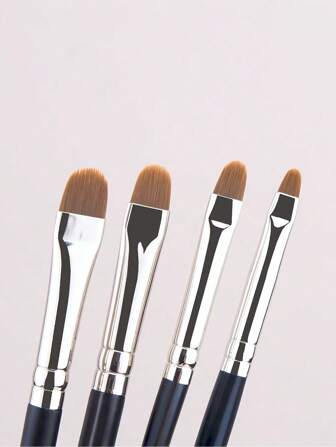 4pcs Black Handle Makeup Brush Set, Angled Flat Concealer & Eyeliner Brushes, Soft Synthetic Bristles For Precision Flawless Application, Ideal For Daily & Professional Makeup, Must-Have For Beauty Lovers (2025 New Release)!,Foundation Brush,Concealer Brush,Blush Brush,Contour Brush,Blush Brush,Bronzer Brush,Powder Brush,Foundation Brush,Blush Brush