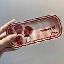 透明全屏花朵高颜值眼镜盒透明便携防压手拿近视眼镜复古眼镜盒时尚眼镜收纳男女-可爱节日礼物 - 粉色 - 查看 13