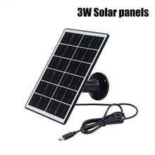 Panel solar portátil de 3W, adecuado para cámaras de ; Panel solar de vidrio monocristalino de 5V y 360° ajustable, adecuado para timbres, luces y ventiladores de exterior. - Negro - Ver 9
