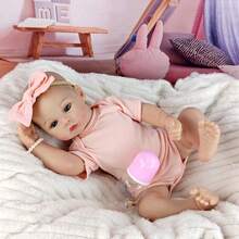 1pc Soft Cloth Body Half Glue Simulation Dolls 46cm Pink Dress Cute Reborn Doll Playing House Accompanying Toys Birthday Gifts