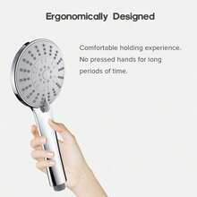 5-Mode Handheld Shower Head Round With 150cm Shower Hose High-Pressure Spray Massage Chrome